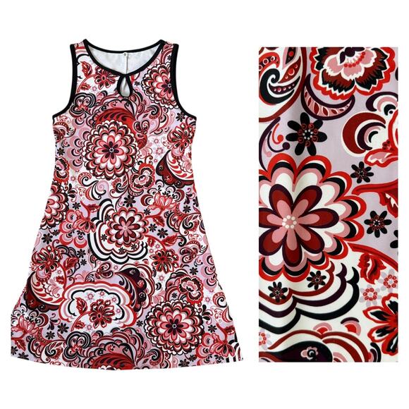 Nuu Muu Classic Keyhole A-Line Activewear Dress Floral Pink Red Purple Small - Picture 1 of 10